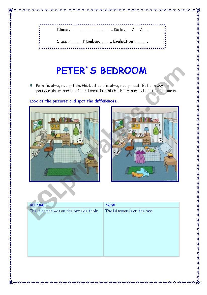   PETER`S BEDROOM  worksheet